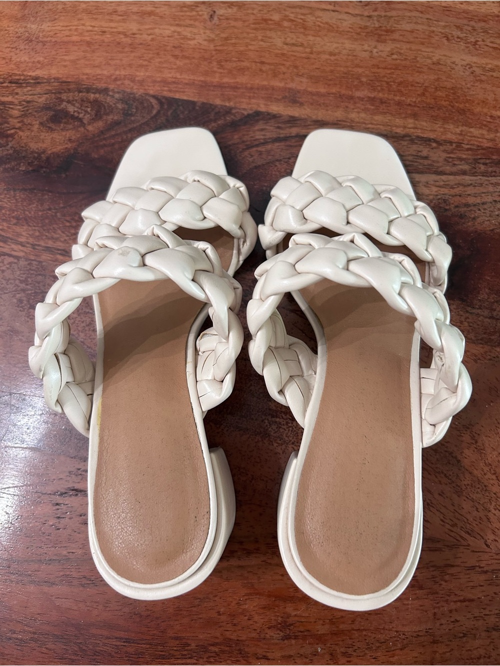 Time and Tru Braided Double-Strap Slide Sandals in Ivory